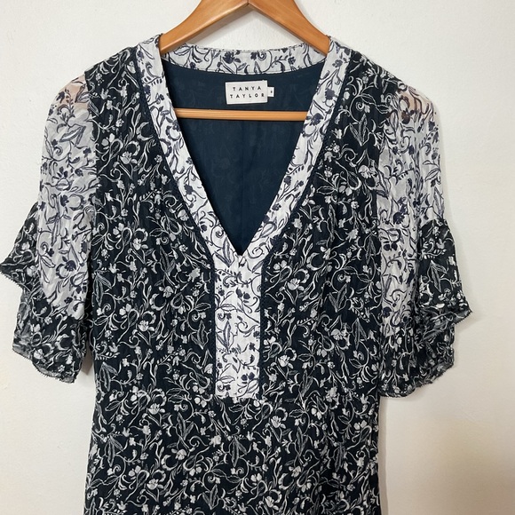 NEW Tanya Taylor Kayla Silk Floral Ruffle Mini Dress - Picture 6 of 12